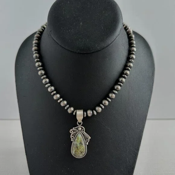 Native American Style Sterling Silver and Palomino Turquoise Pendant - Picture 5 of 11